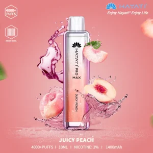 Hayati Pro Max Juicy Peach Disposable Vape | 4000+ Puffs, 20mg Nicotine, Mesh Coil